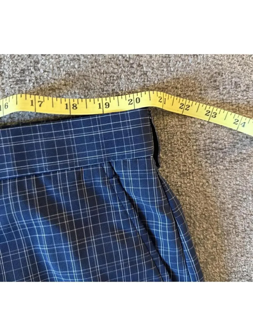 PGA TOUR Men's 40 Blue Plaid Golf Shorts Polyester Flat‎ Front